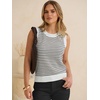 image:imageANRABESS Womens Sleeveless Sweater Vest Striped Tank TopsWhite Black