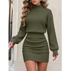 image:imageANRABESS Womens Turtleneck Long Sleeve Bodycon Mini Sweater DressArmy Green
