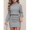 image:imageANRABESS Womens Turtleneck Long Sleeve Bodycon Mini Sweater DressGrey