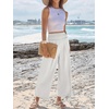 image:imageANRABESS Womens Wide Leg Palazzo Pants with PocketsWhite