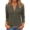 image:imageANRABESS Women 34 Sleeve Shirt V Neck Henley TopsArmy Green