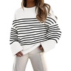 image:imageANRABESS Women Oversized Cozy Knit Sweaters 2026 Fall Fashion OutfitsBlack White Stripes