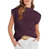 image:imageANRABESS Womens Mock Neck Sweater Vest Work Fall Sleeveless SweatersDeep Purple