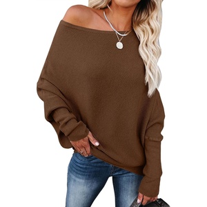 image:imageANRABESS Off The Shoulder Sweater Oversized Fall Going Out TopsDeep Caramel
