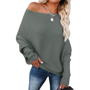 image:imageANRABESS Off The Shoulder Sweater Oversized Fall Going Out TopsGrey Green