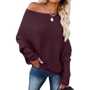 image:imageANRABESS Off The Shoulder Sweater Oversized Fall Going Out TopsWine Red