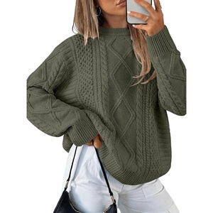 image:imageANRABESS Sweaters for Women Oversized Cable Knit Pullover Fall OutfitsArmy Green