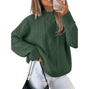 image:imageANRABESS Sweaters for Women Oversized Cable Knit Pullover Fall OutfitsDeep Green