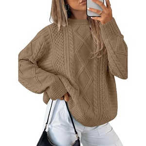 image:imageANRABESS Sweaters for Women Oversized Cable Knit Pullover Fall OutfitsKhaki Brown