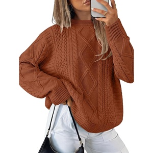 image:imageANRABESS Sweaters for Women Oversized Cable Knit Pullover Fall OutfitsRust Orange