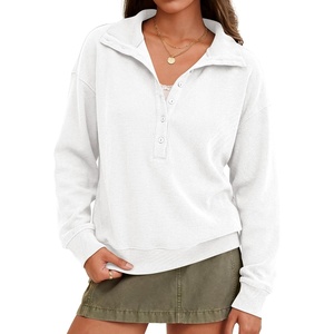 image:imageANRABESS Sweatshirt for Womens Waffle Knit Henley PulloverWhite