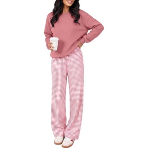 image:imageANRABESS Two Piece Sets for Women Gingham Pants Lounge SetPink