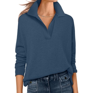 image:imageANRABESS Women Polo V Neck Lightweight Fall SweatersDeep Blue