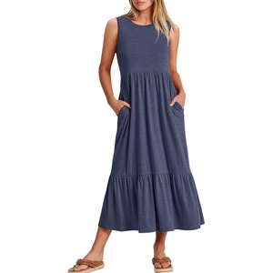 image:imageANRABESS Women Summer Sleeveless Maxi Dresses Casual Flowy Tiered SundressDeep Blue