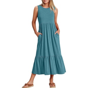 image:imageANRABESS Women Summer Sleeveless Maxi Dresses Casual Flowy Tiered SundressLake Blue