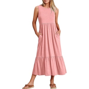 image:imageANRABESS Women Summer Sleeveless Maxi Dresses Casual Flowy Tiered SundressPink