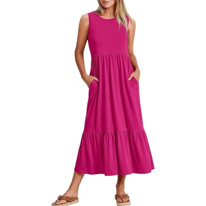 image:imageANRABESS Women Summer Sleeveless Maxi Dresses Casual Flowy Tiered SundressRose