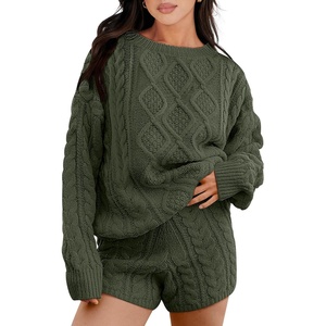 image:imageANRABESS Womens 2 Piece Outfits Fall Sweater Lounge SetsArmy Green