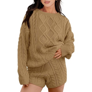 image:imageANRABESS Womens 2 Piece Outfits Fall Sweater Lounge SetsKhaki