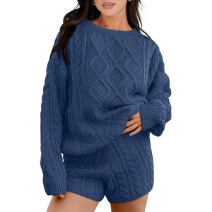 image:imageANRABESS Womens 2 Piece Outfits Fall Sweater Lounge SetsNavy Blue