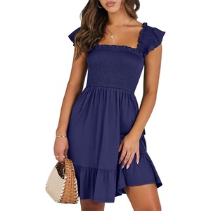 image:imageANRABESS Womens Casual Summer Dress Boho Smocked Beach Cute Teen SundressNavy Blue