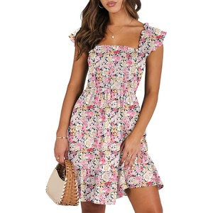 image:imageANRABESS Womens Casual Summer Dress Boho Smocked Beach Cute Teen SundressPrint Floral