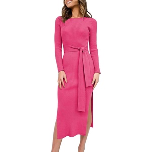 image:imageANRABESS Womens Long Sleeve Bodycon Midi Sweater Dress Fall OutfitsRose