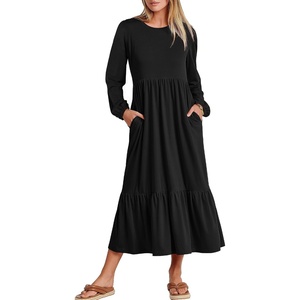 image:imageANRABESS Womens Long Sleeve Fall Flowy Maxi DressesBlack