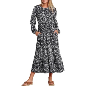 image:imageANRABESS Womens Long Sleeve Fall Flowy Maxi DressesFloral Black
