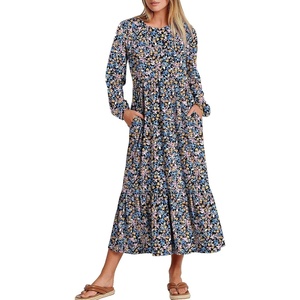 image:imageANRABESS Womens Long Sleeve Fall Flowy Maxi DressesFloral Blue Purple