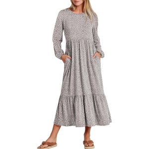 image:imageANRABESS Womens Long Sleeve Fall Flowy Maxi DressesGray With White Polka Dot