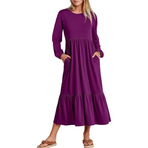 image:imageANRABESS Womens Long Sleeve Fall Flowy Maxi DressesPurple