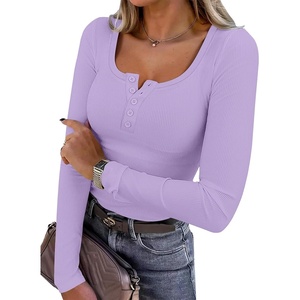 image:imageANRABESS Womens Long Sleeve Shirts Fall Henley TopLight Purple