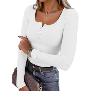 image:imageANRABESS Womens Long Sleeve Shirts Fall Henley TopWhite