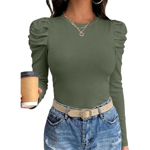 image:imageANRABESS Womens Puff Long Sleeve Shirts Fall Trendy TopsArmy Green