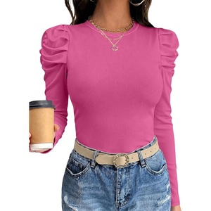 image:imageANRABESS Womens Puff Long Sleeve Shirts Fall Trendy TopsHot Pink