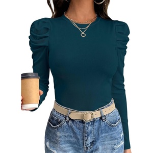 image:imageANRABESS Womens Puff Long Sleeve Shirts Fall Trendy TopsTeal