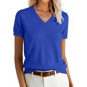 image:imageANRABESS Womens Short Sleeve Sweater Top Wool Blend Business Casual OutfitsRoyal Blue