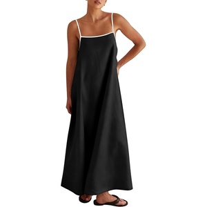 image:imageANRABESS Womens Summer Maxi Dress Casual Spaghetti Straps Sundress Flowy Long Dresses with Pocket 2026 Beach Vacation Outfits Black L