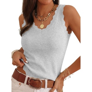 image:imageANRABESS Womens Summer V Neck Tank Tops Sleeveless SweatersLight Grey