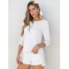 image:imageANRABESS 34 Sleeve Henley Tops for Women Button ShirtsWhite