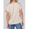 image:imageANRABESS Blouse for Women Dressy Casual Stain Top Short Sleeve ShirtsAlmond