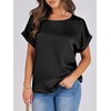 image:imageANRABESS Blouse for Women Dressy Casual Stain Top Short Sleeve ShirtsBlack