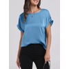 image:imageANRABESS Blouse for Women Dressy Casual Stain Top Short Sleeve ShirtsBlue