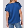 image:imageANRABESS Blouse for Women Dressy Casual Stain Top Short Sleeve ShirtsDeep Blue