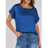 image:imageANRABESS Blouse for Women Dressy Casual Stain Top Short Sleeve ShirtsDeep Blue