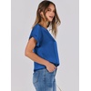image:imageANRABESS Blouse for Women Dressy Casual Stain Top Short Sleeve ShirtsDeep Blue