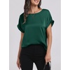 image:imageANRABESS Blouse for Women Dressy Casual Stain Top Short Sleeve ShirtsGreen