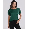 image:imageANRABESS Blouse for Women Dressy Casual Stain Top Short Sleeve ShirtsGreen