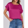 image:imageANRABESS Blouse for Women Dressy Casual Stain Top Short Sleeve ShirtsHot Pink
